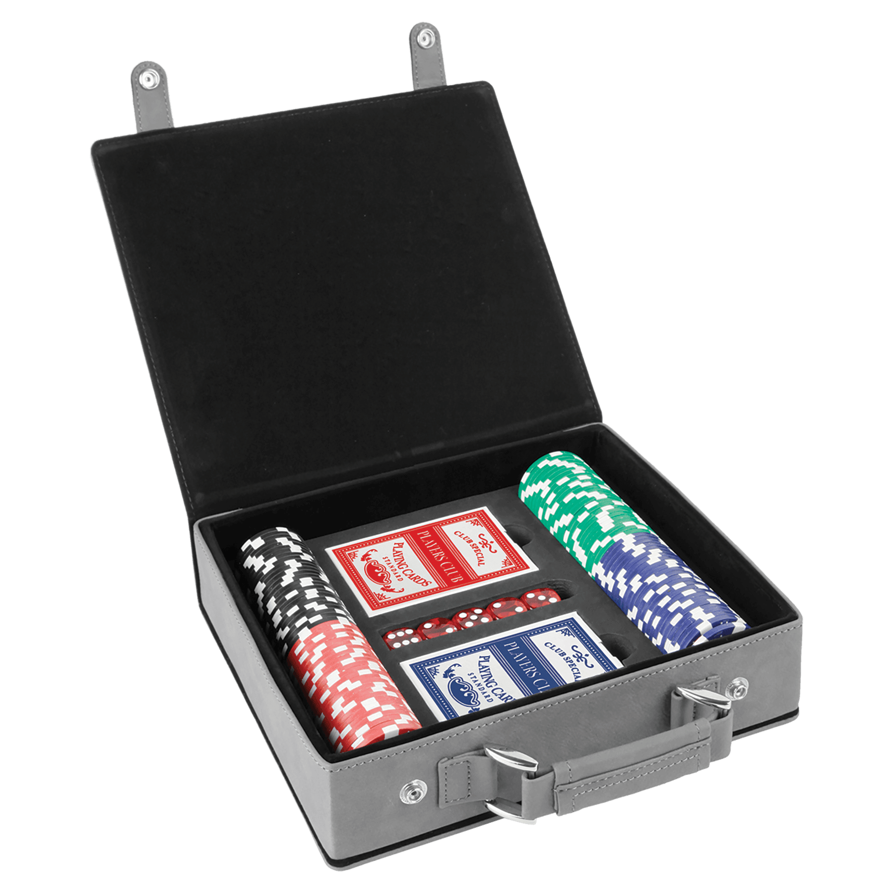 Gray/Black Leatherette 100 Chip Poker Set