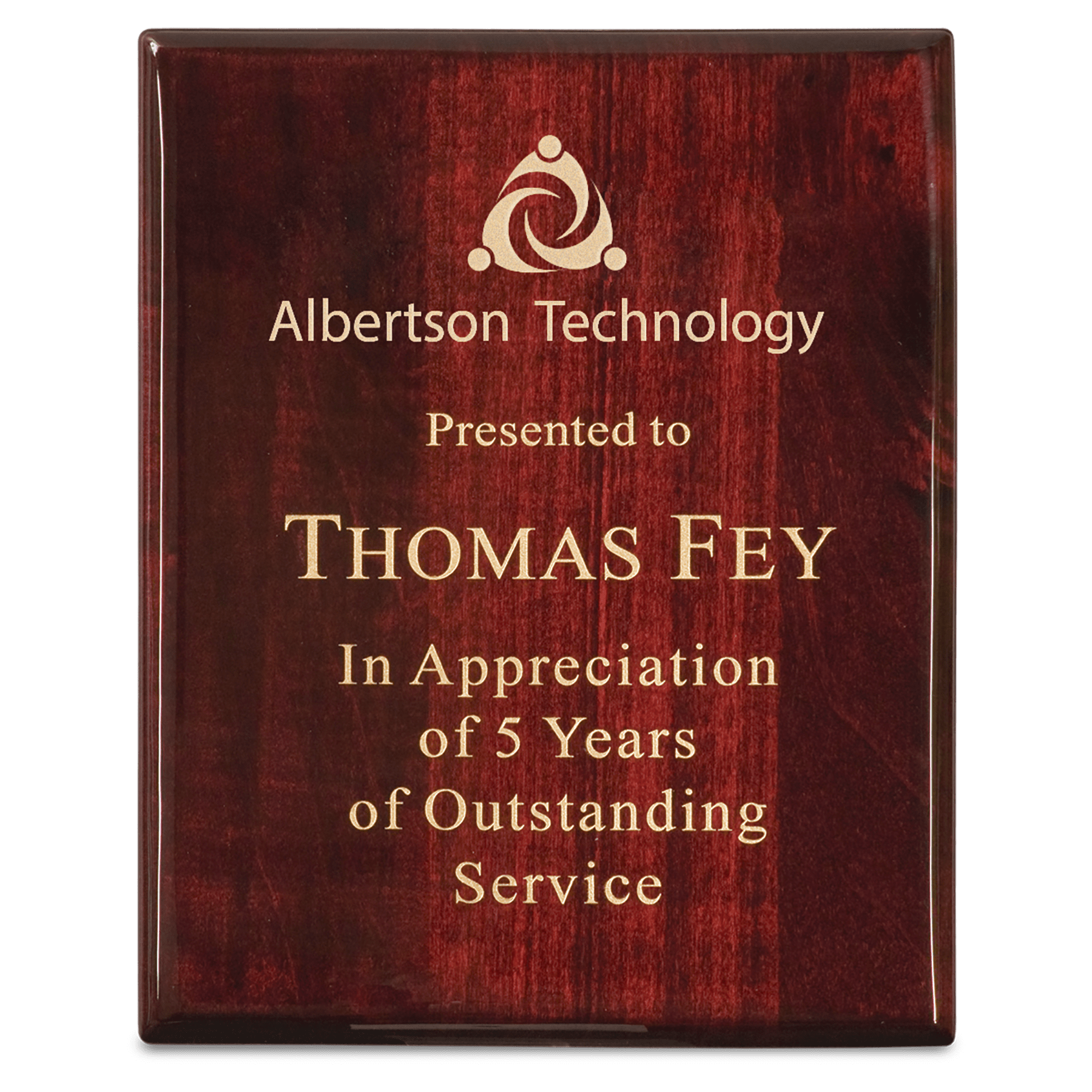 10.5" x 13" Premium Rosewood Piano Finish Plaque