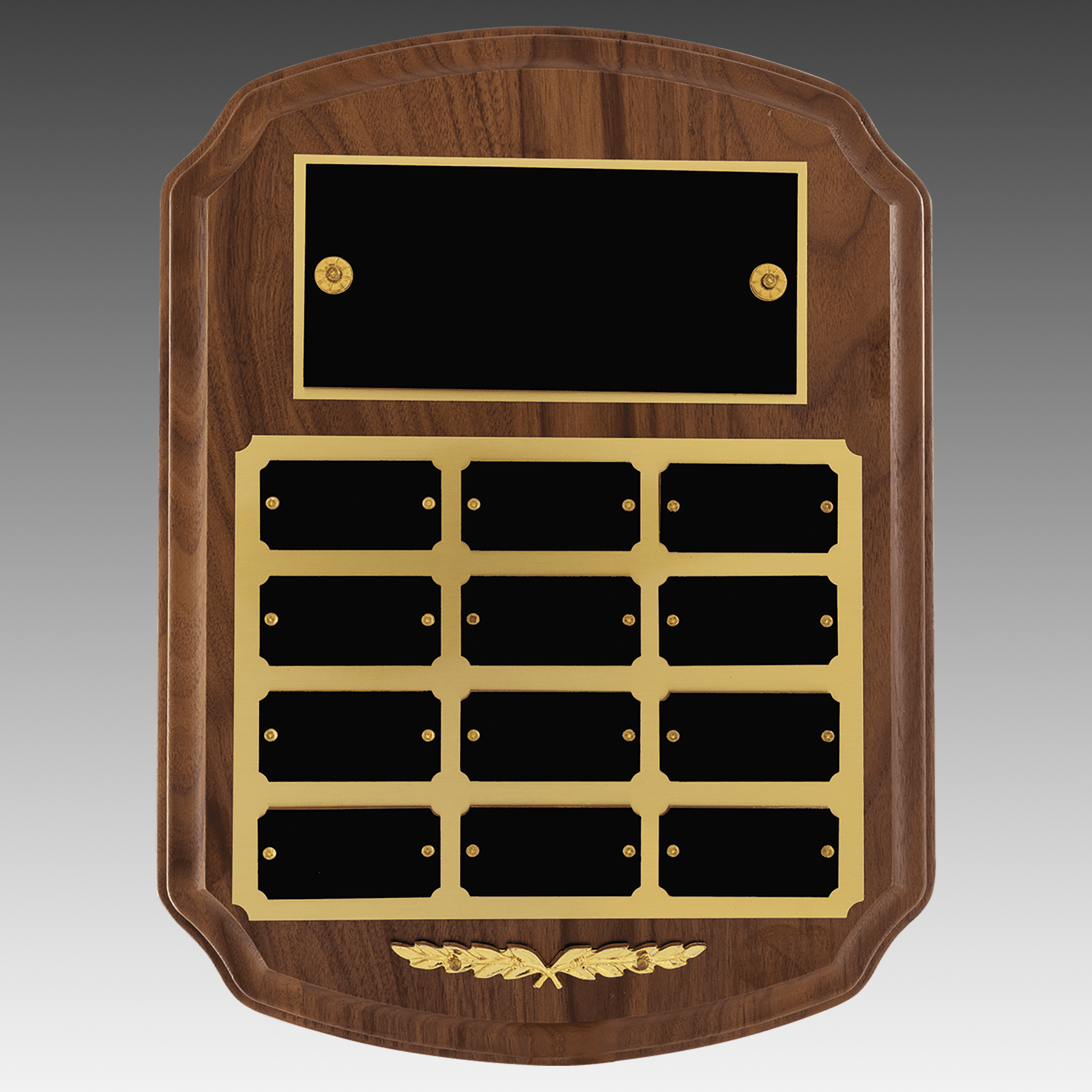 American Walnut Plate Perpetual Plaque w/ Gold Trim - PP16