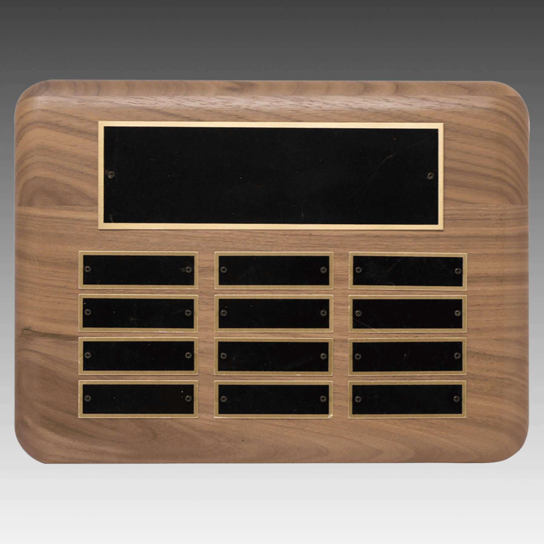 American Walnut Horizontal Perpetual Plaque w/Brass Plates - PP19