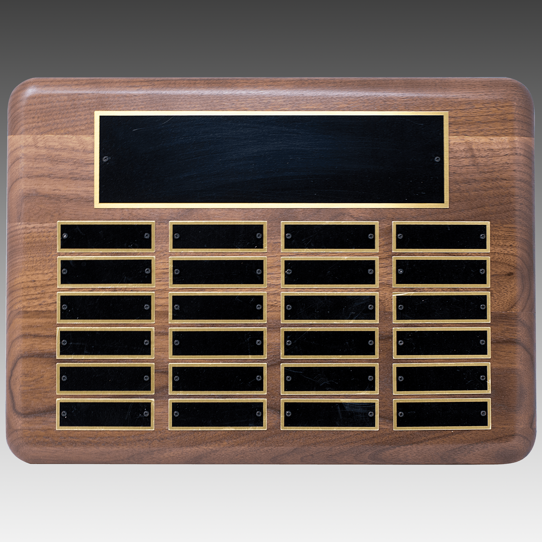 American Walnut Horizontal Perpetual Plaque w/Brass Plates - PP19