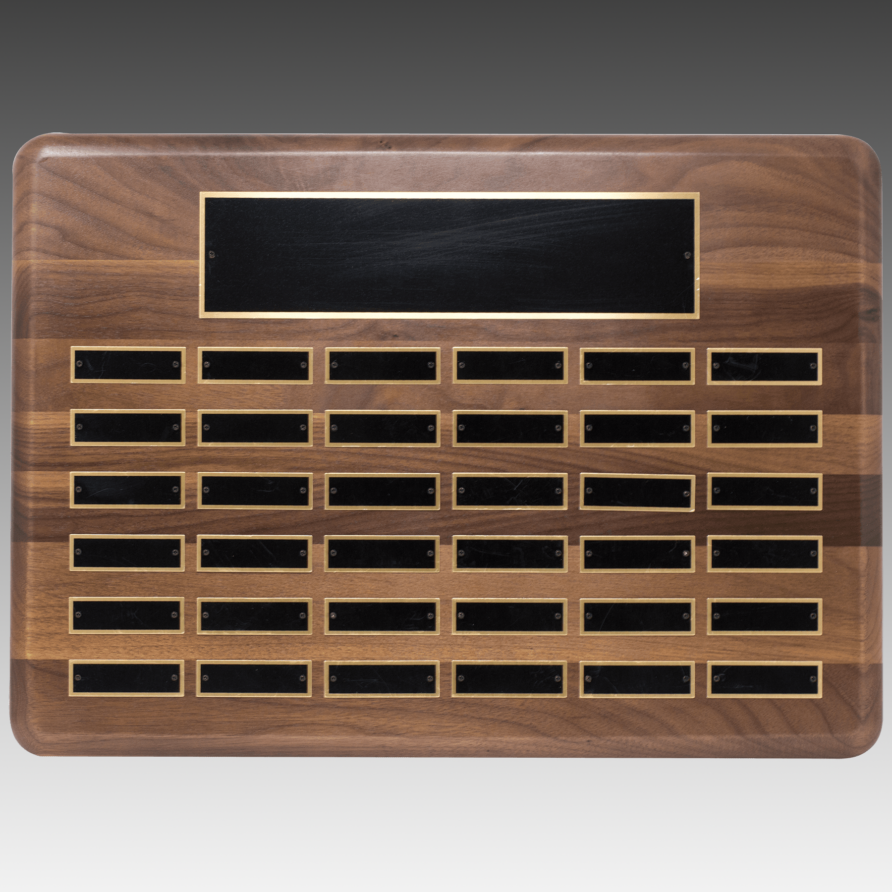 American Walnut Horizontal Perpetual Plaque w/Brass Plates - PP19