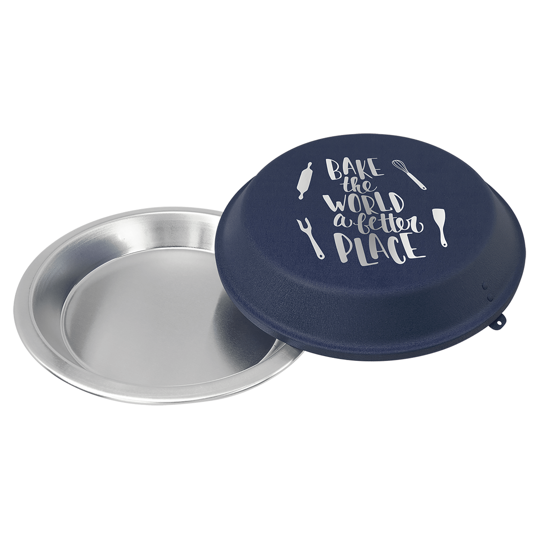 9" Aluminum Pie Pan with Navy Blue Lid