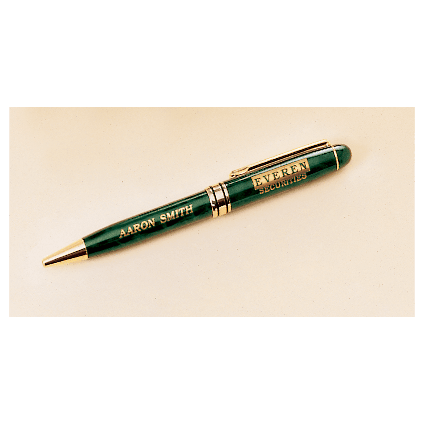 5.25" Green Marble Brass Pen