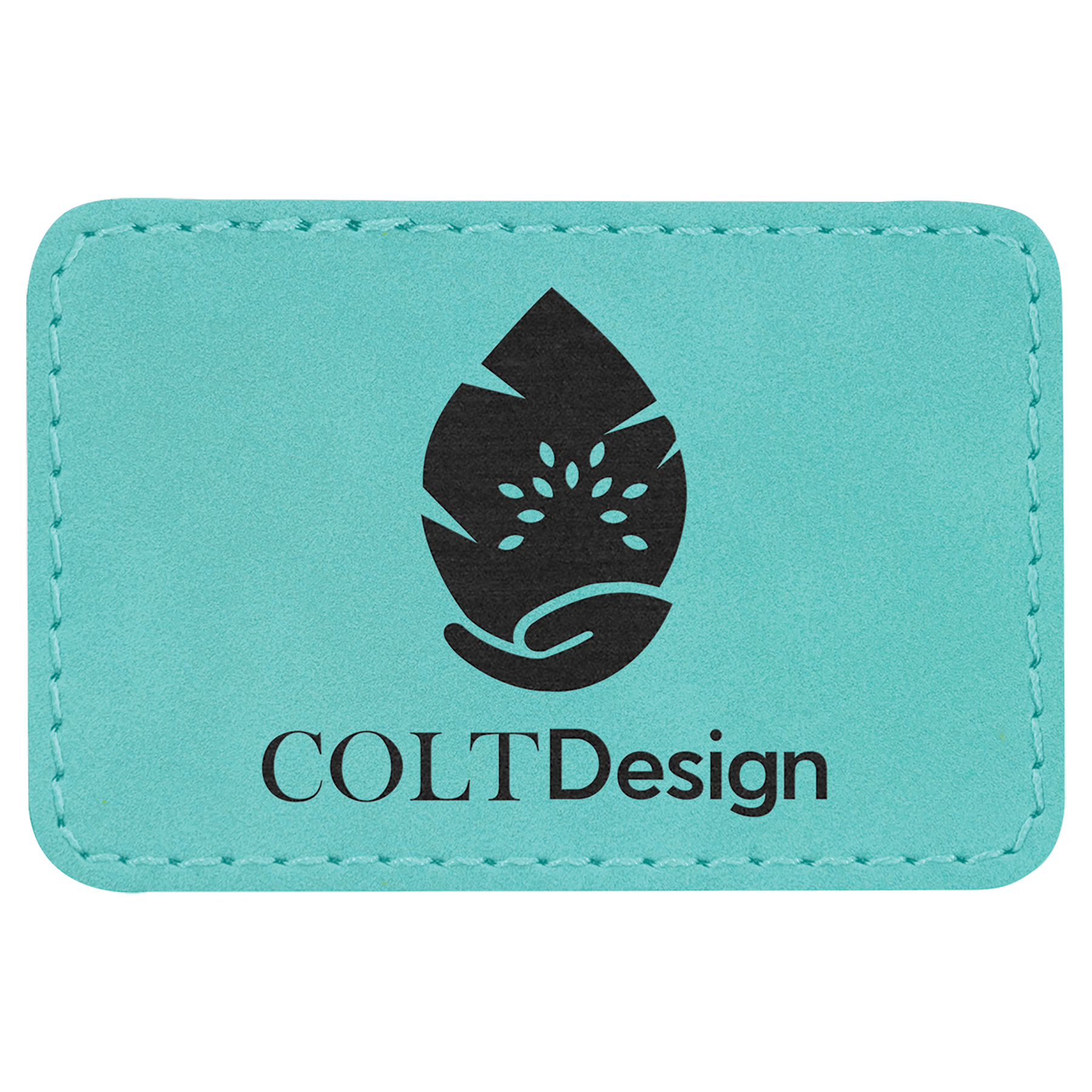 3" x 2" Rectangle Teal Leatherette Patch with Adhesive