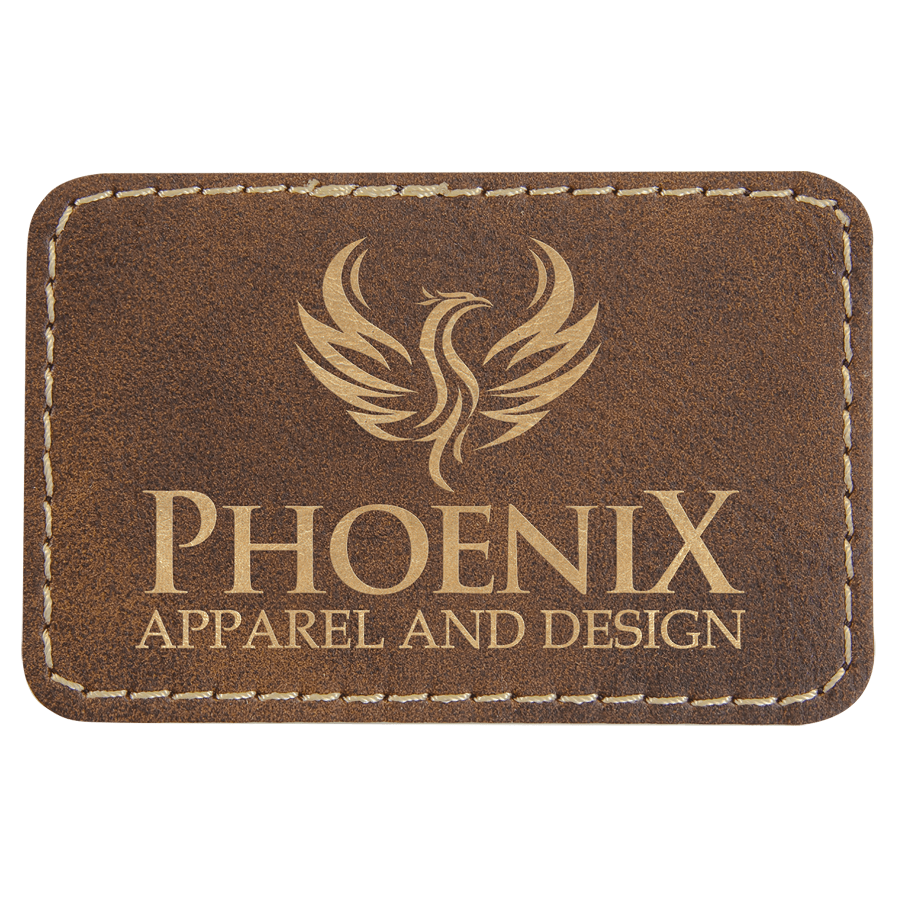 3" x 2" Rectangle Rustic/Gold Leatherette Patch w/Adhesive
