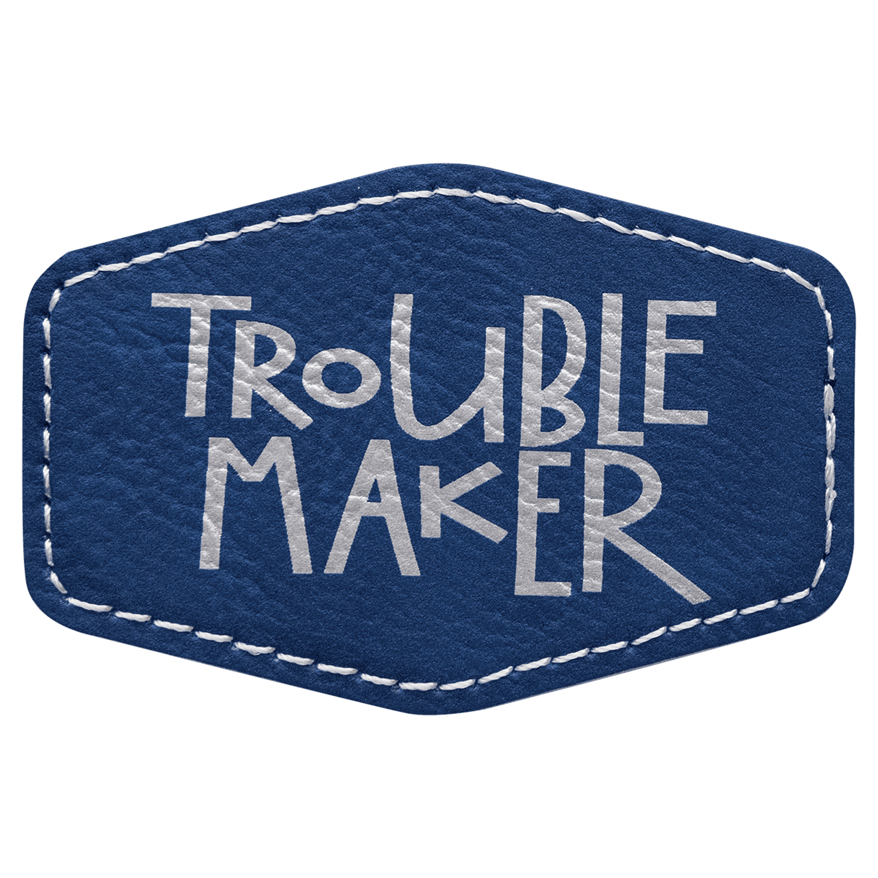 3" x 2" Hex Blue/Silver Leatherette Patch with Adhesive