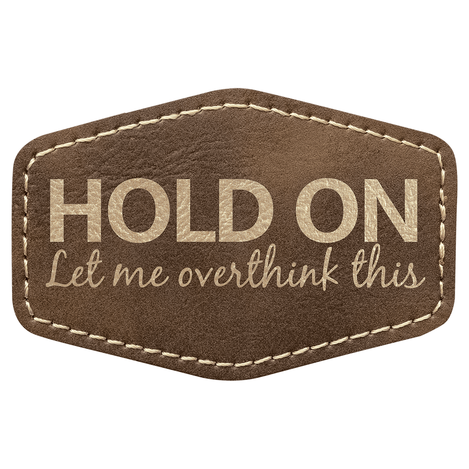 3" x 2" Hex Rustic/Gold Leatherette Patch with Adhesive