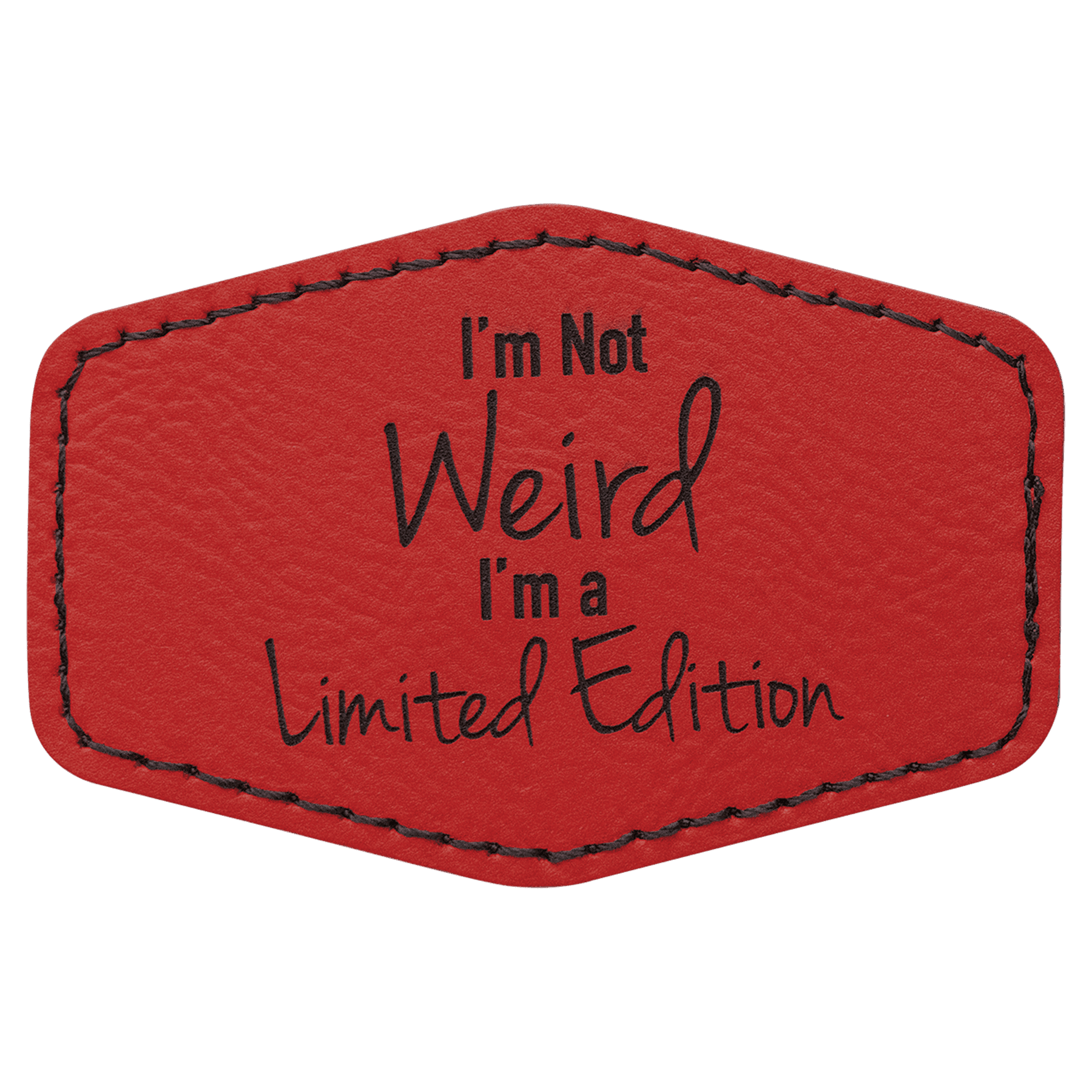 3" x 2" Hex Red Leatherette Patch with Adhesive