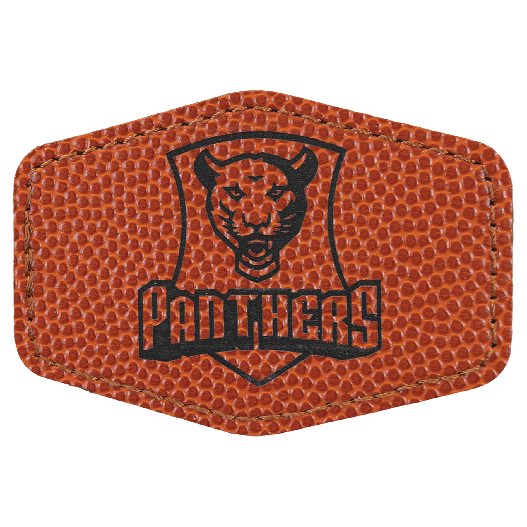 3" x 2" Hex Basketball Leatherette Patch with Adhesive