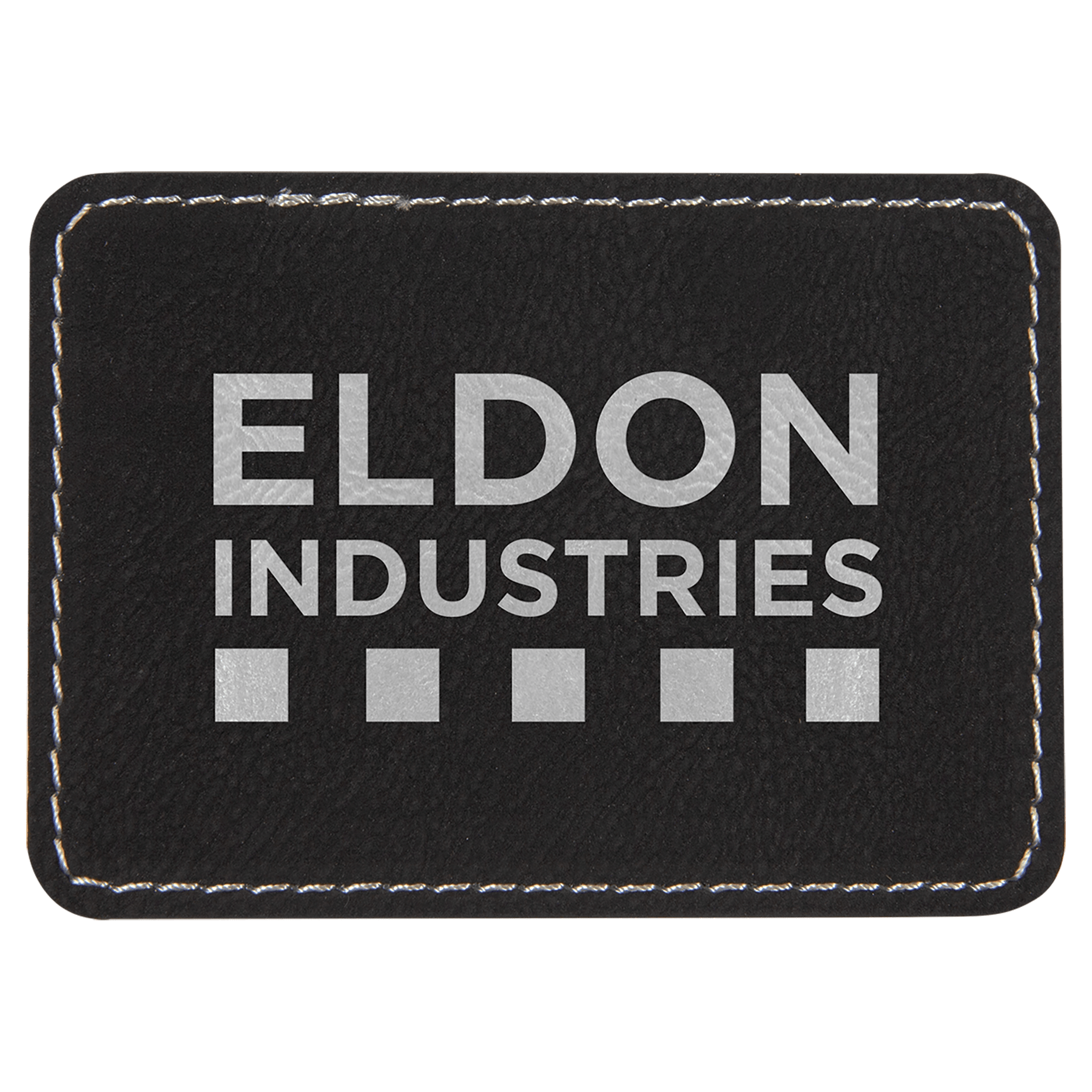 Rectangle Black/Silver Leatherette Patch with Adhesive