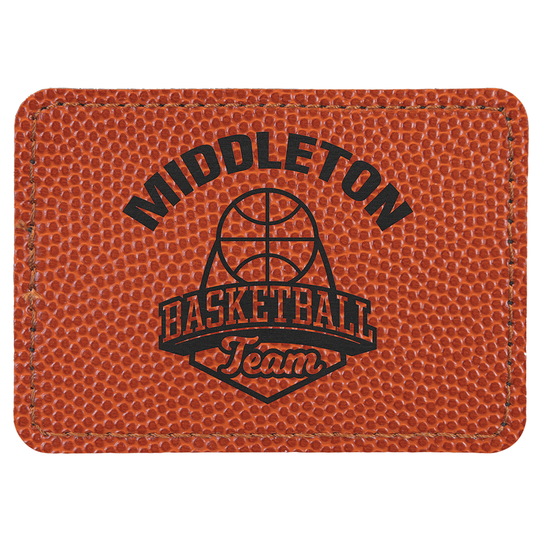 Rectangle Basketball Leatherette Patch with Adhesive