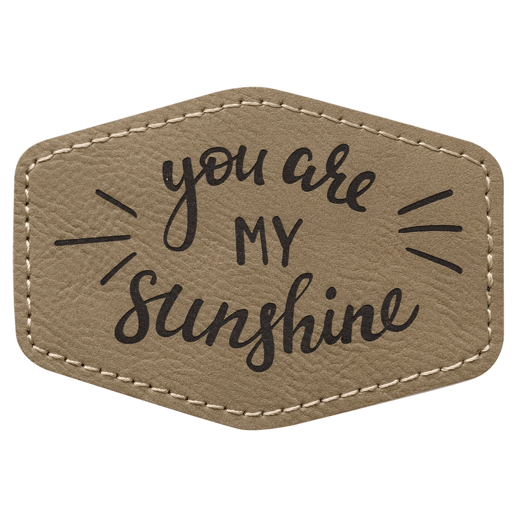 3.5" x 2.5" Hex Light Brown Leatherette Patch with Adhesive