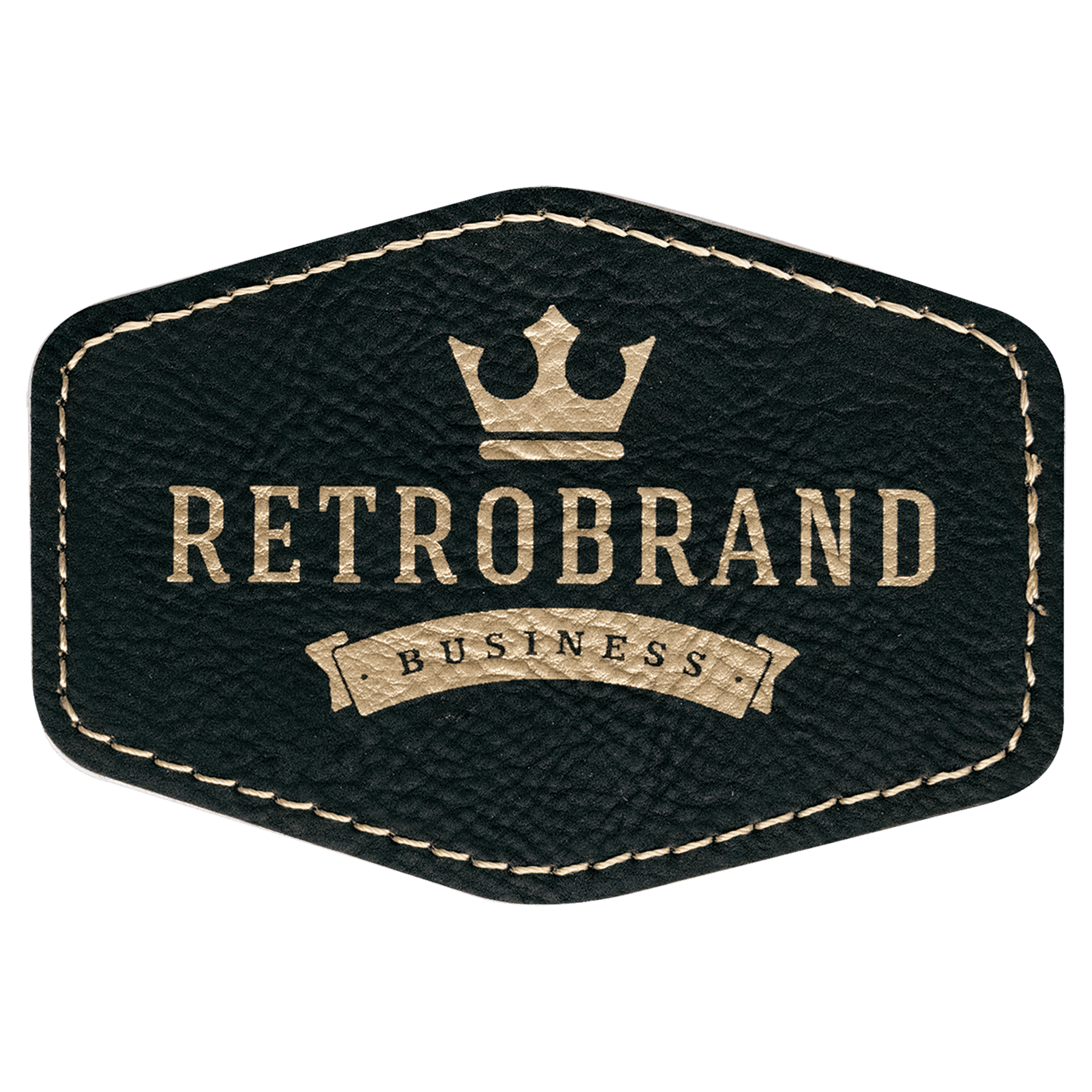3.5" x 2.5" Hex Black/Gold Leatherette Patch with Adhesive