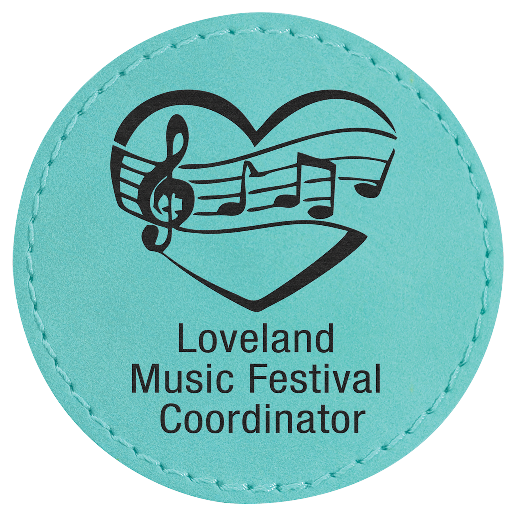 2.5" Round Teal Leatherette Patch with Adhesive