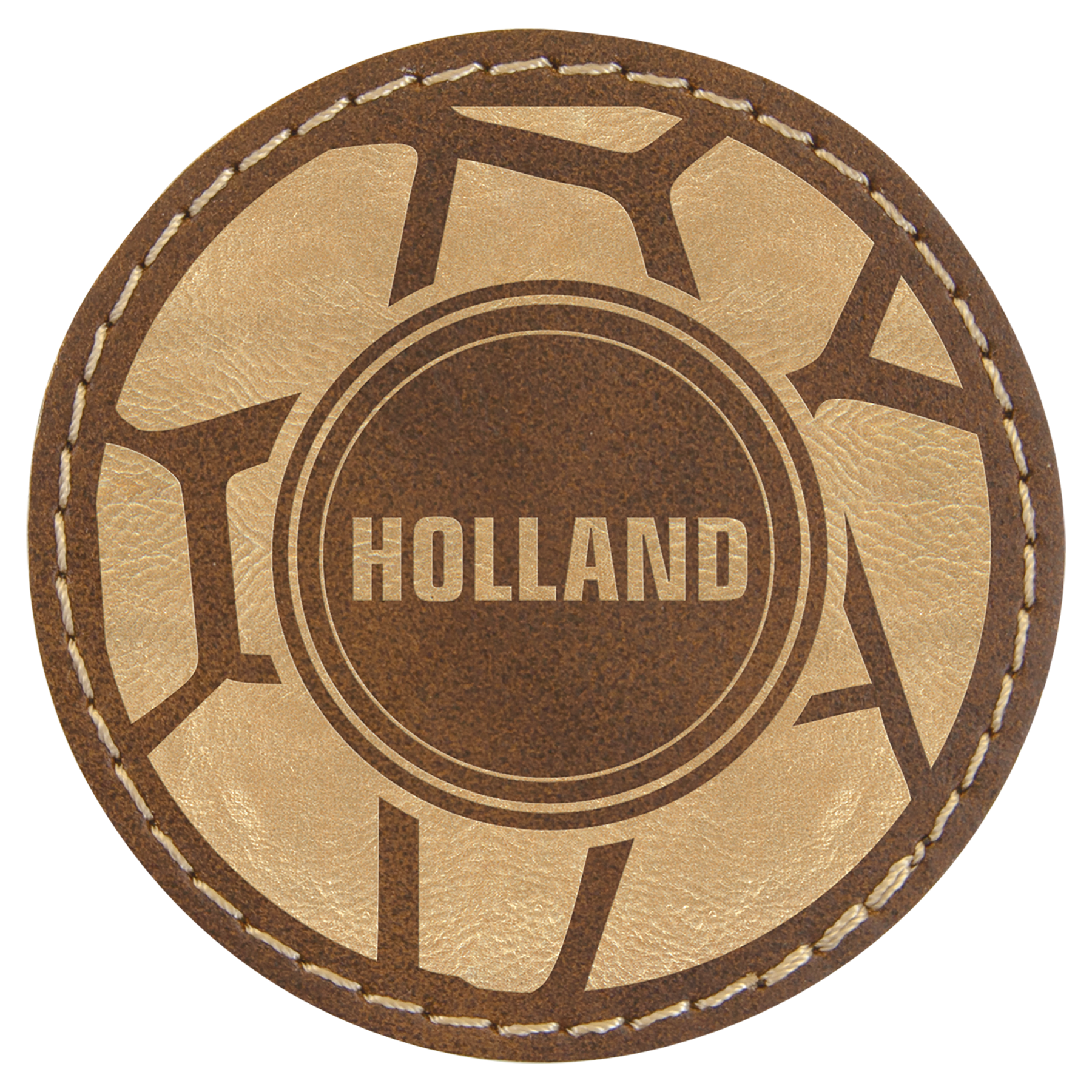 2.5" Round Rustic/Gold Leatherette Patch with Adhesive