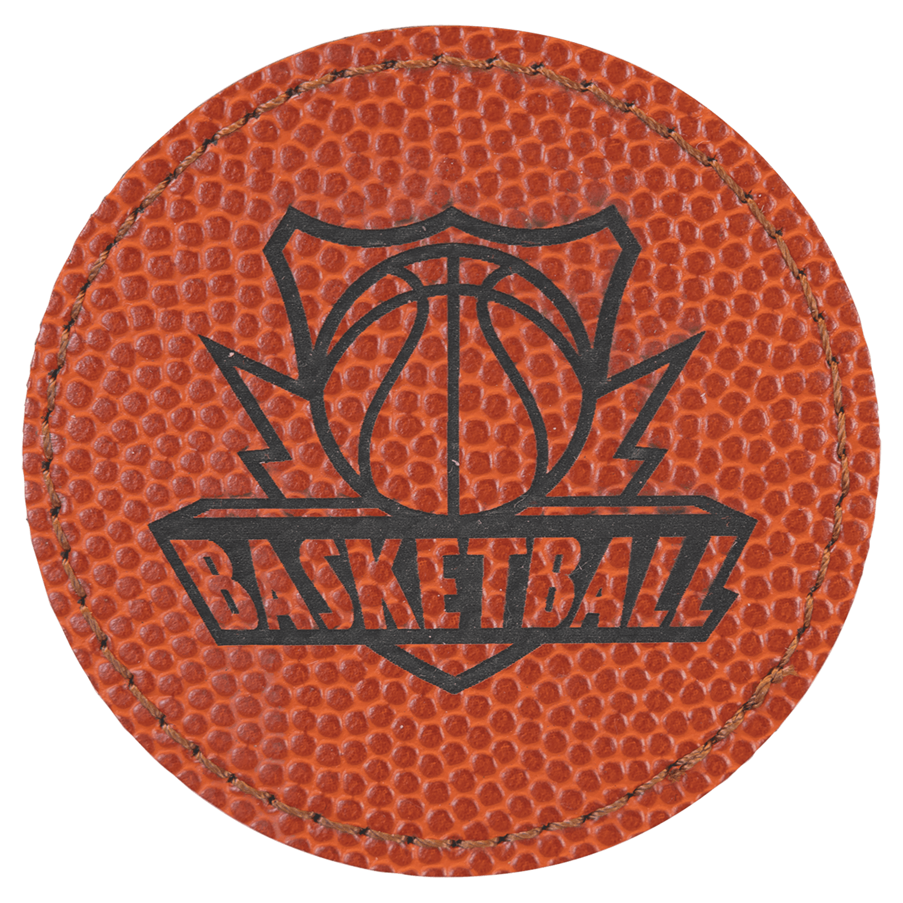 2.5" Round Basketball Leatherette Patch with Adhesive