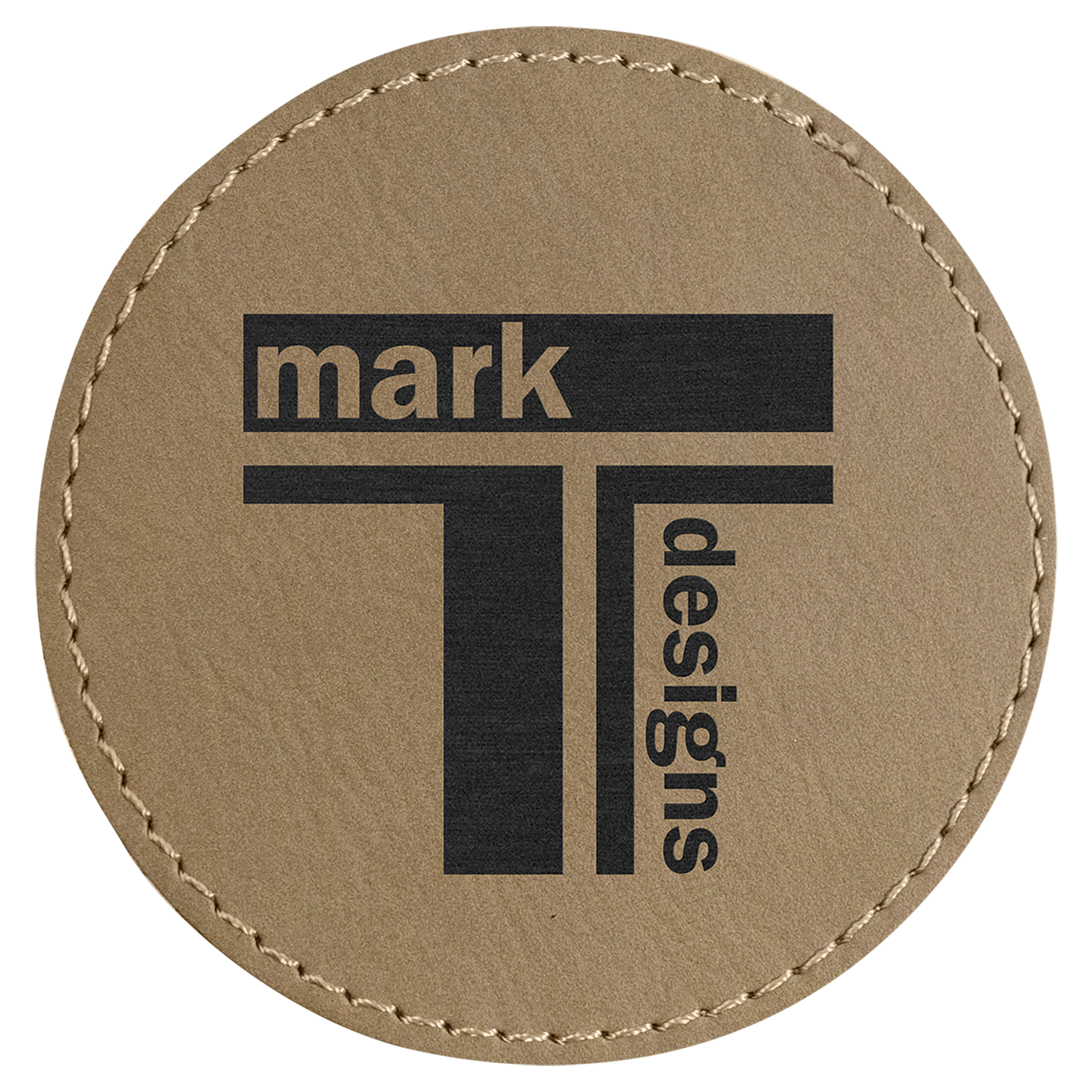3" Round Light Brown Leatherette Patch with Adhesive