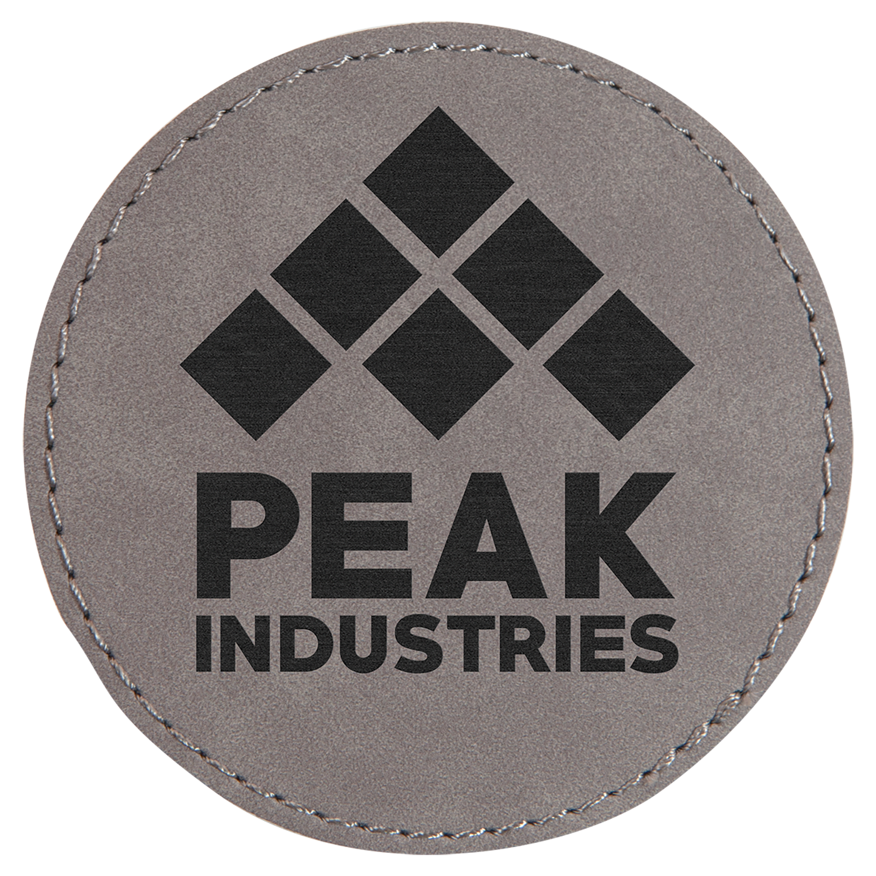 3" Round Gray Leatherette Patch with Adhesive