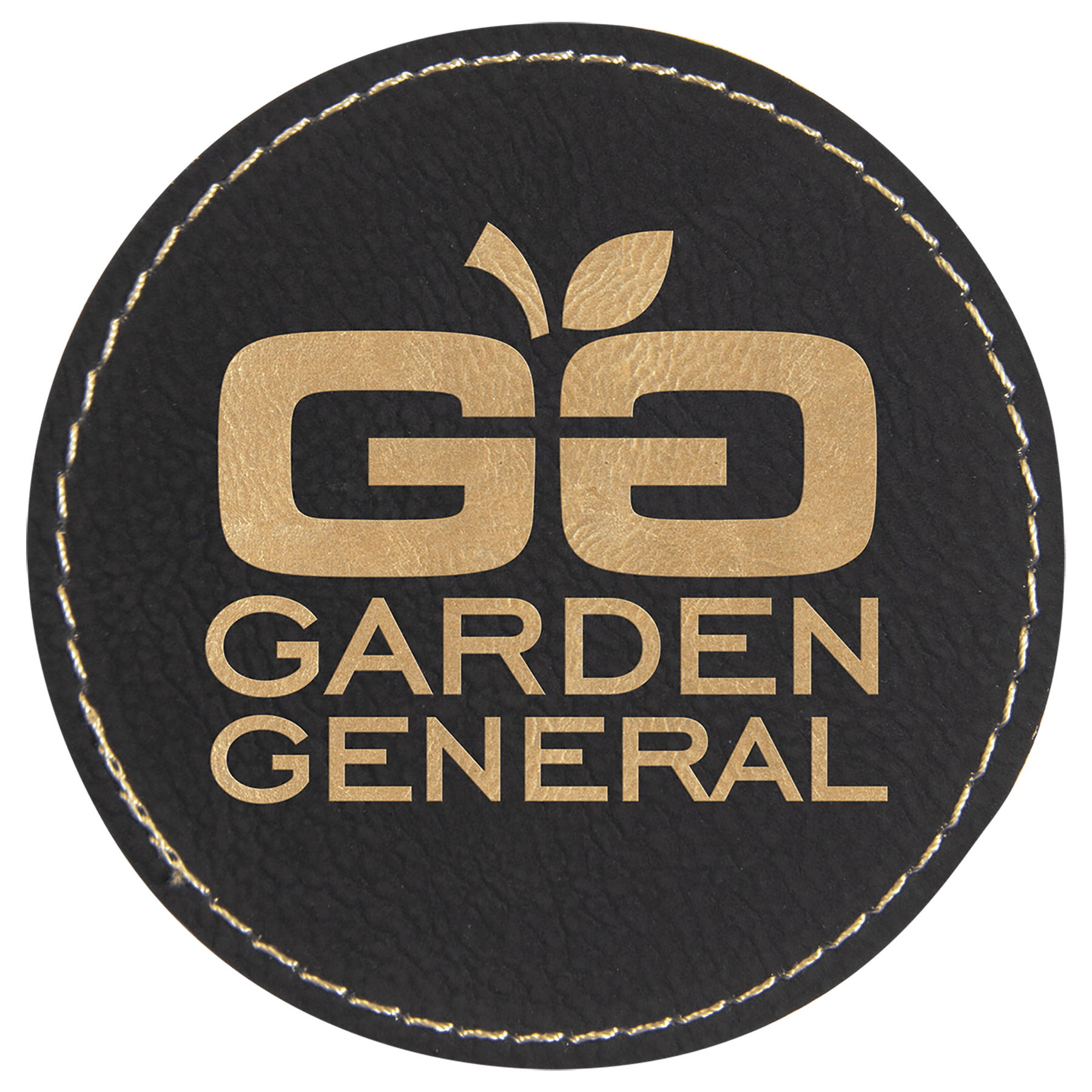 3" Round Black/Gold Leatherette Patch with Adhesive