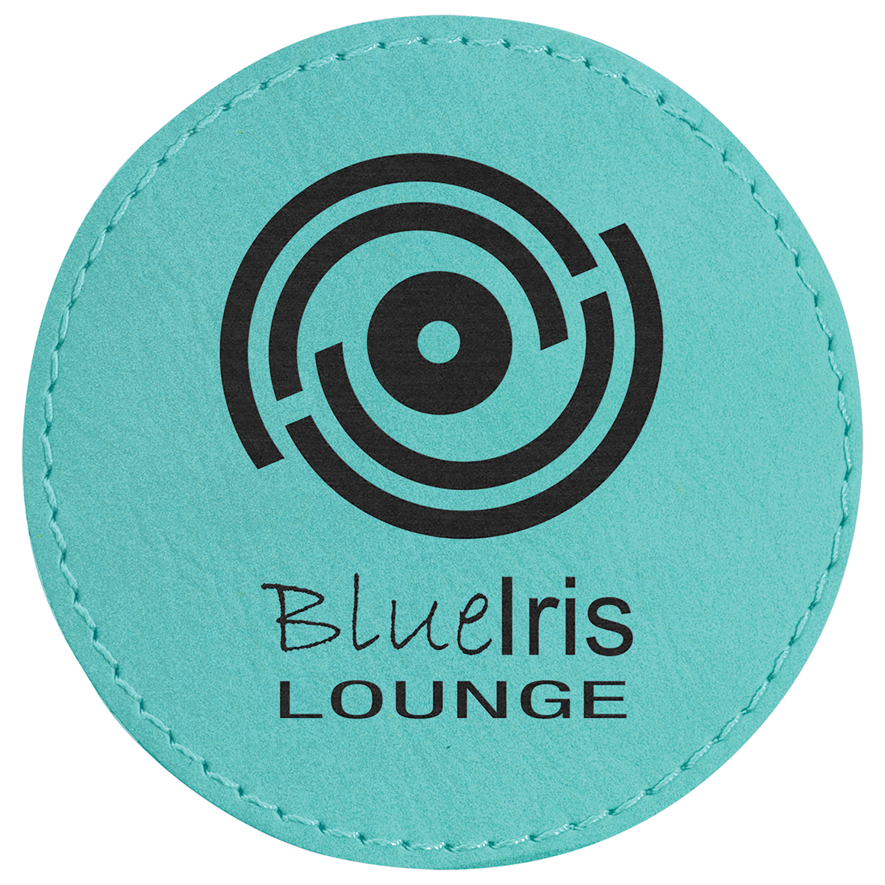 3" Round Teal Leatherette Patch with Adhesive