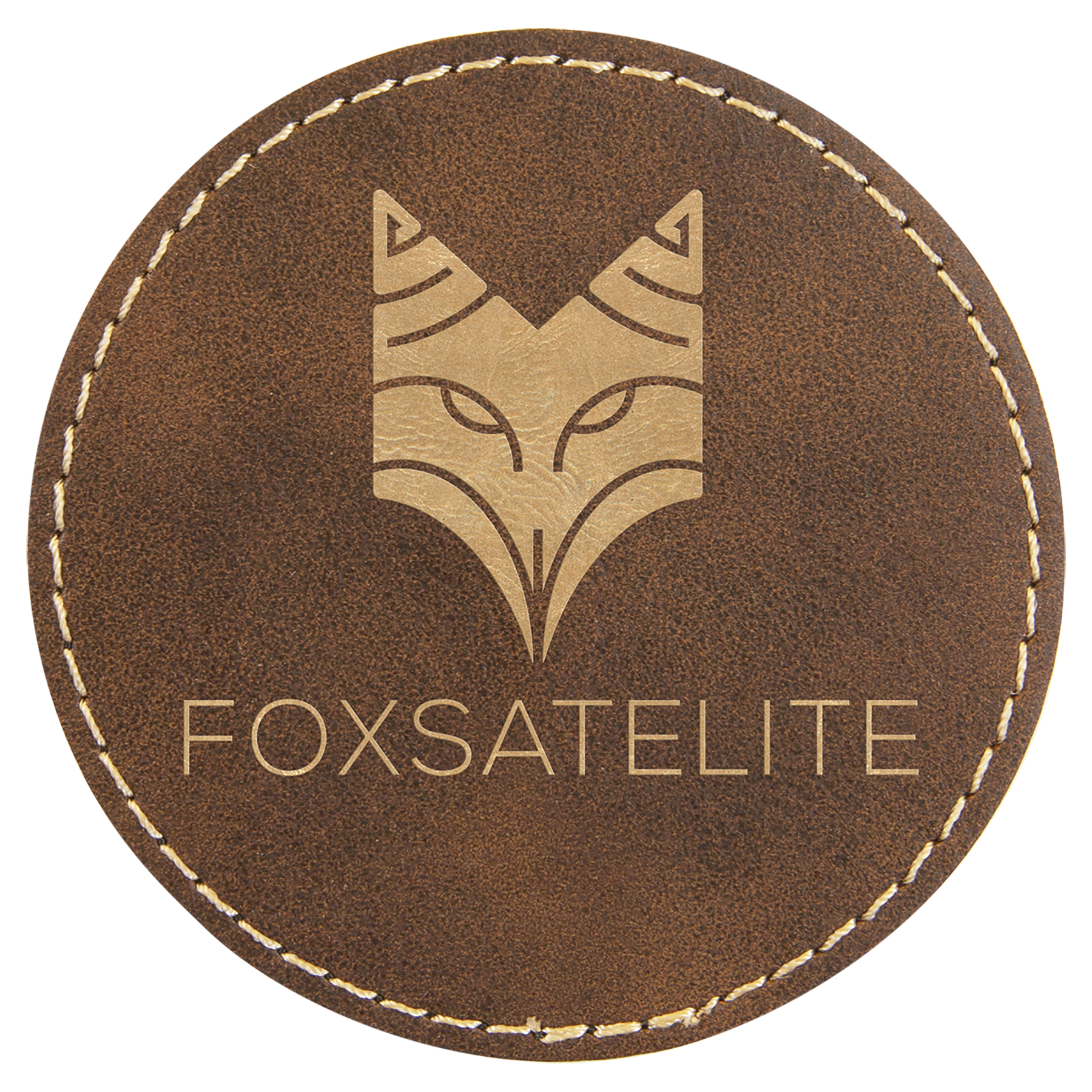 3" Round Rustic/Gold Leatherette Patch with Adhesive