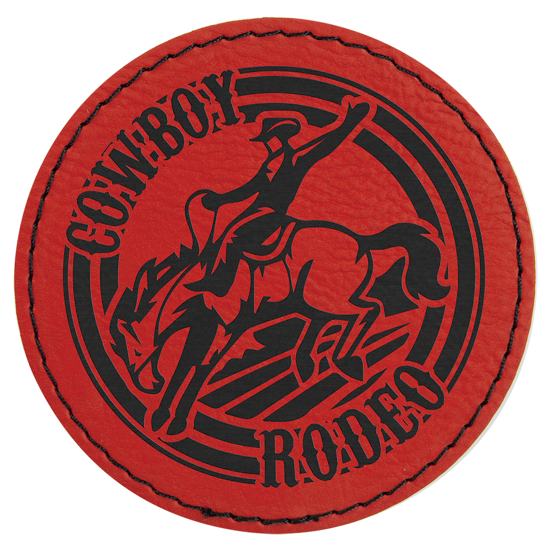 3" Round Red Leatherette Patch with Adhesive