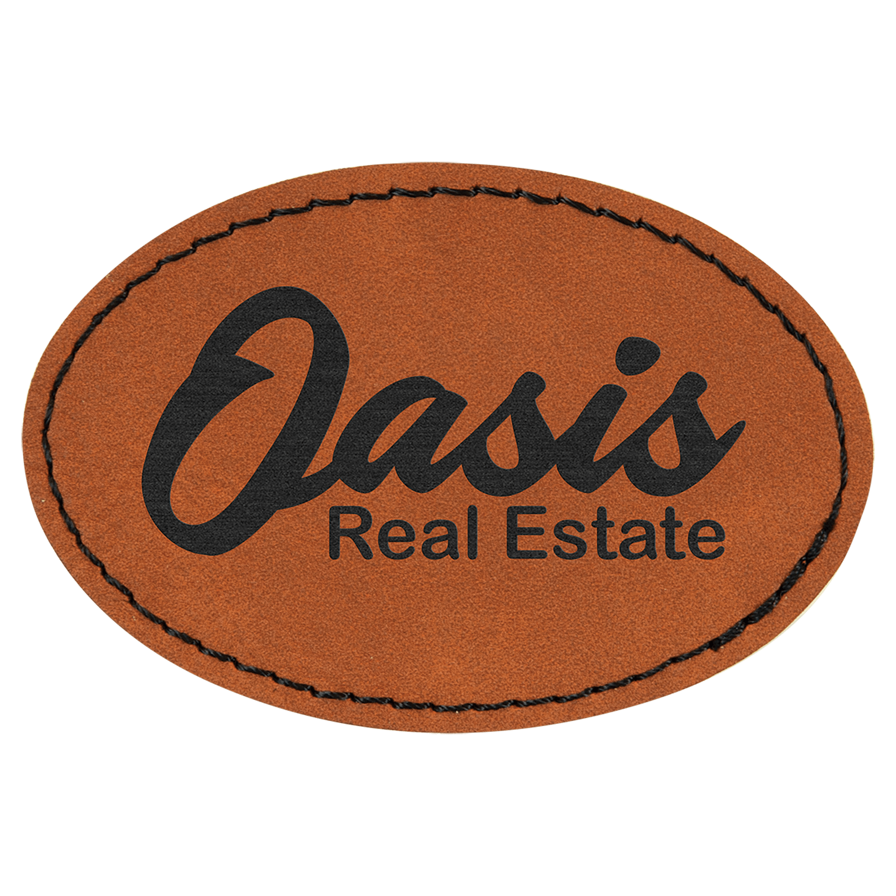 3" x 2" Oval Rawhide Leatherette Patch with Adhesive