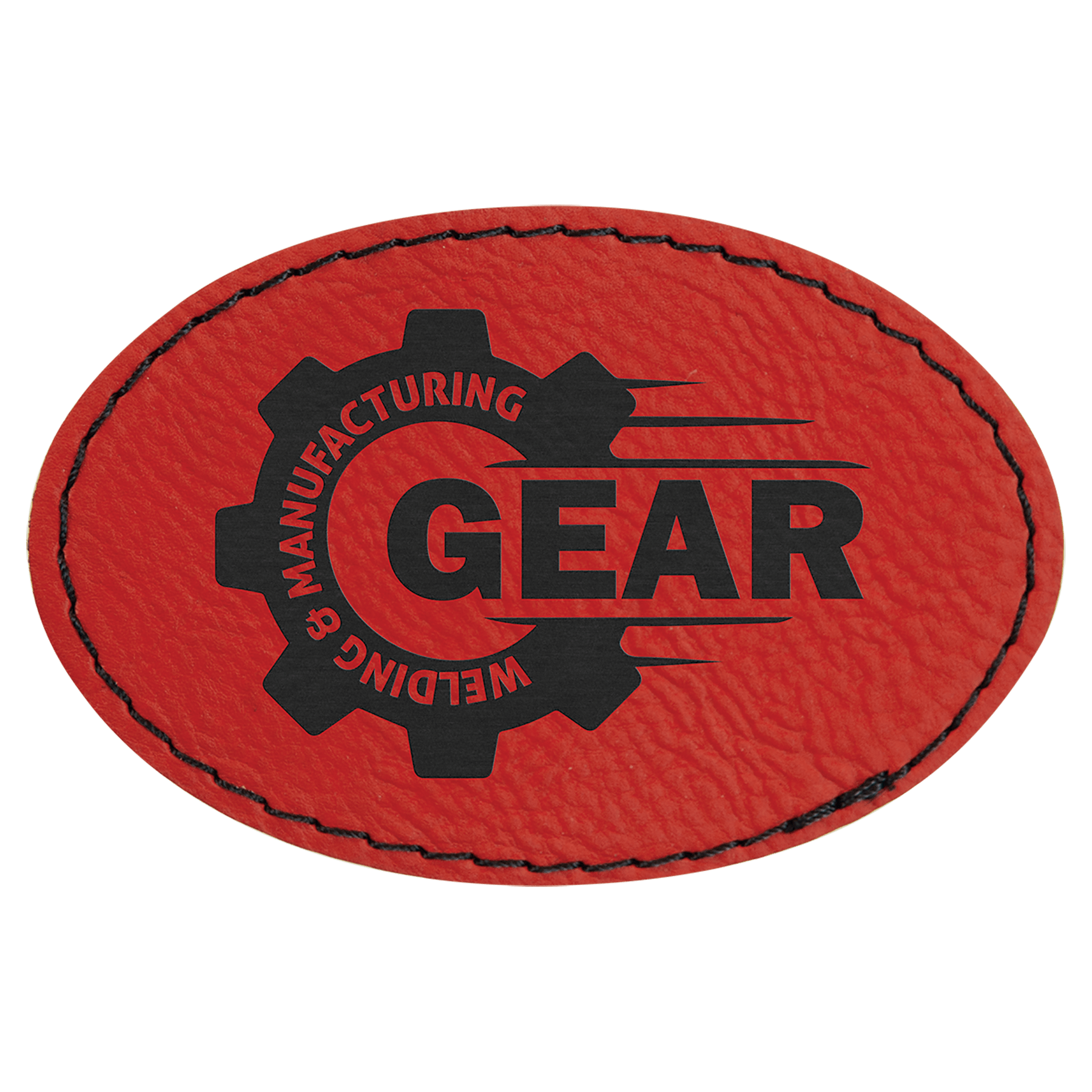 3" x 2" Oval Red Leatherette Patch with Adhesive