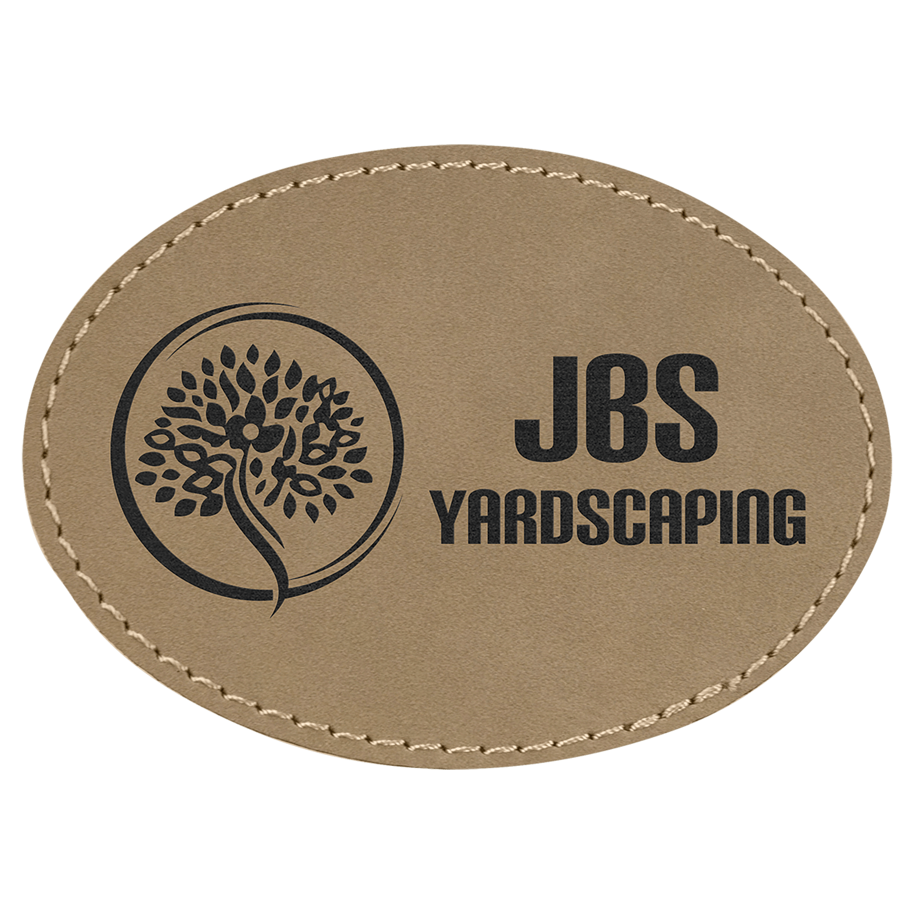 3.5" x 2.5" Oval Light Brown Leatherette Patch with Adhesive