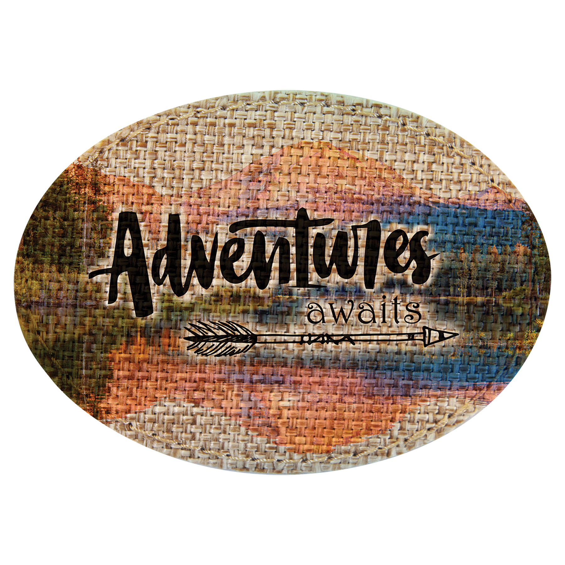 3.5" x 2.5" Oval Burlap Sublimatable Patch with Adhesive