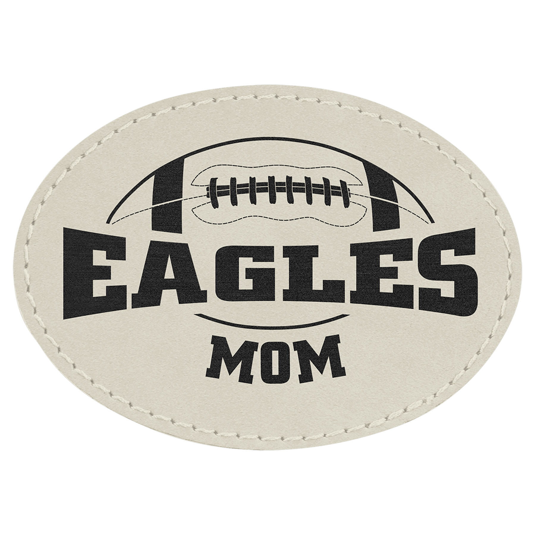 3.5" x 2.5" Oval White Leatherette Patch with Adhesive
