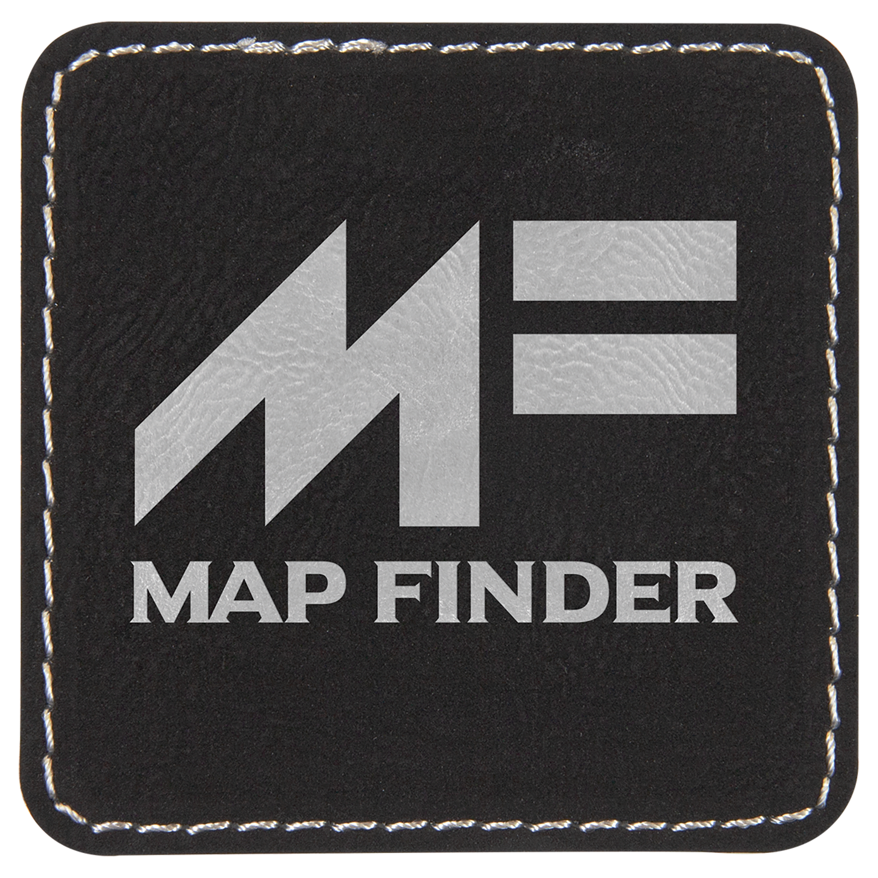 2.5" x 2.5" Square Black/Silver Leatherette Patch w/Adhesive