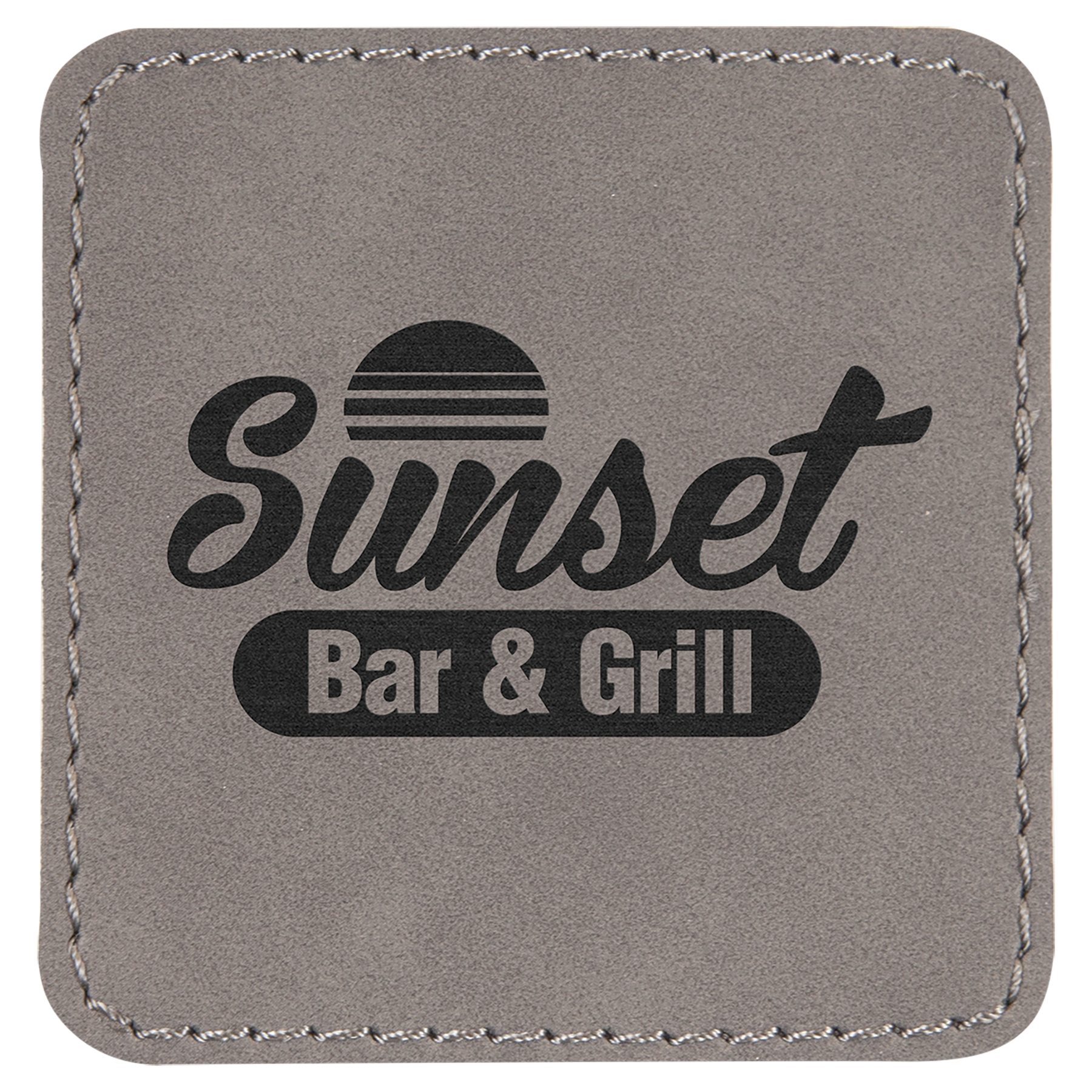2.5" x 2.5" Square Gray Leatherette Patch with Adhesive