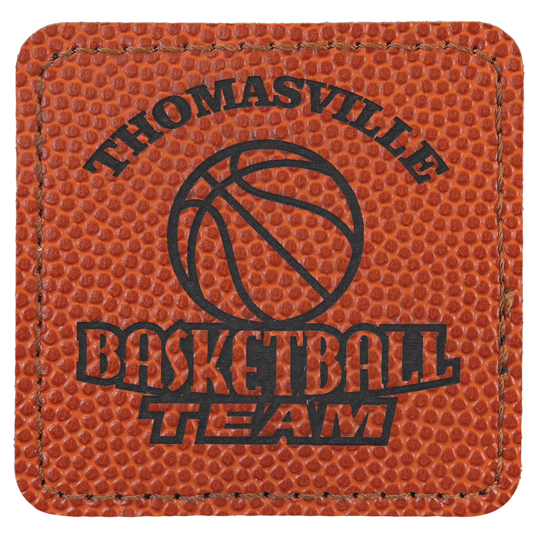 2.5" x 2.5" Square Basketball Leatherette Patch w/Adhesive