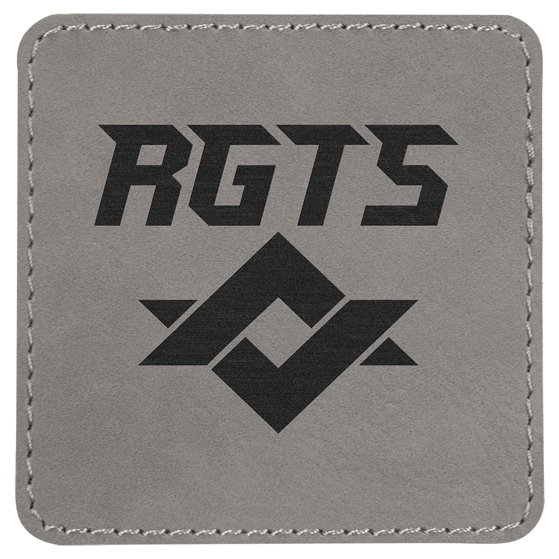 3" x 3" Square Gray Leatherette Patch with Adhesive