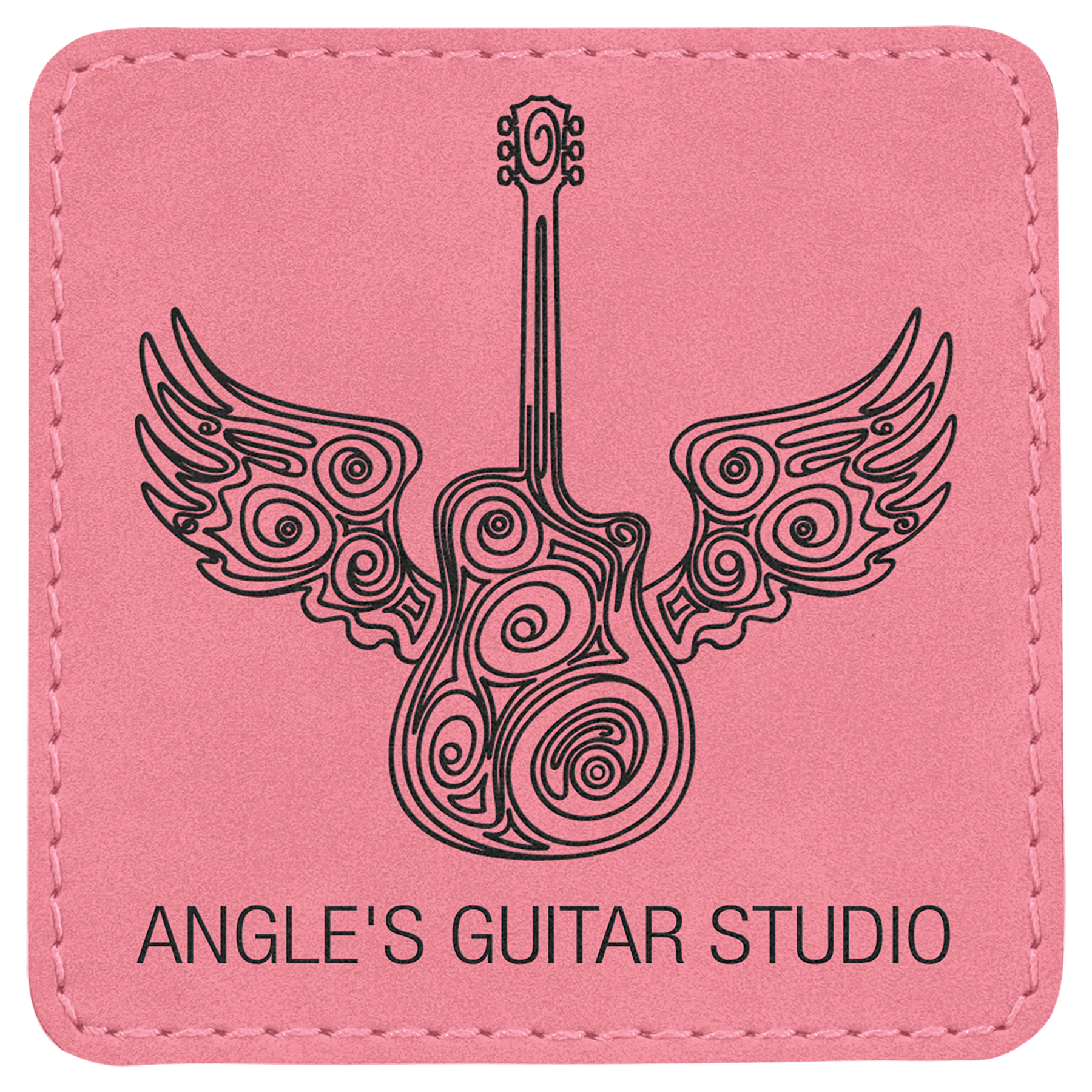 3" x 3" Square Pink Leatherette Patch with Adhesive