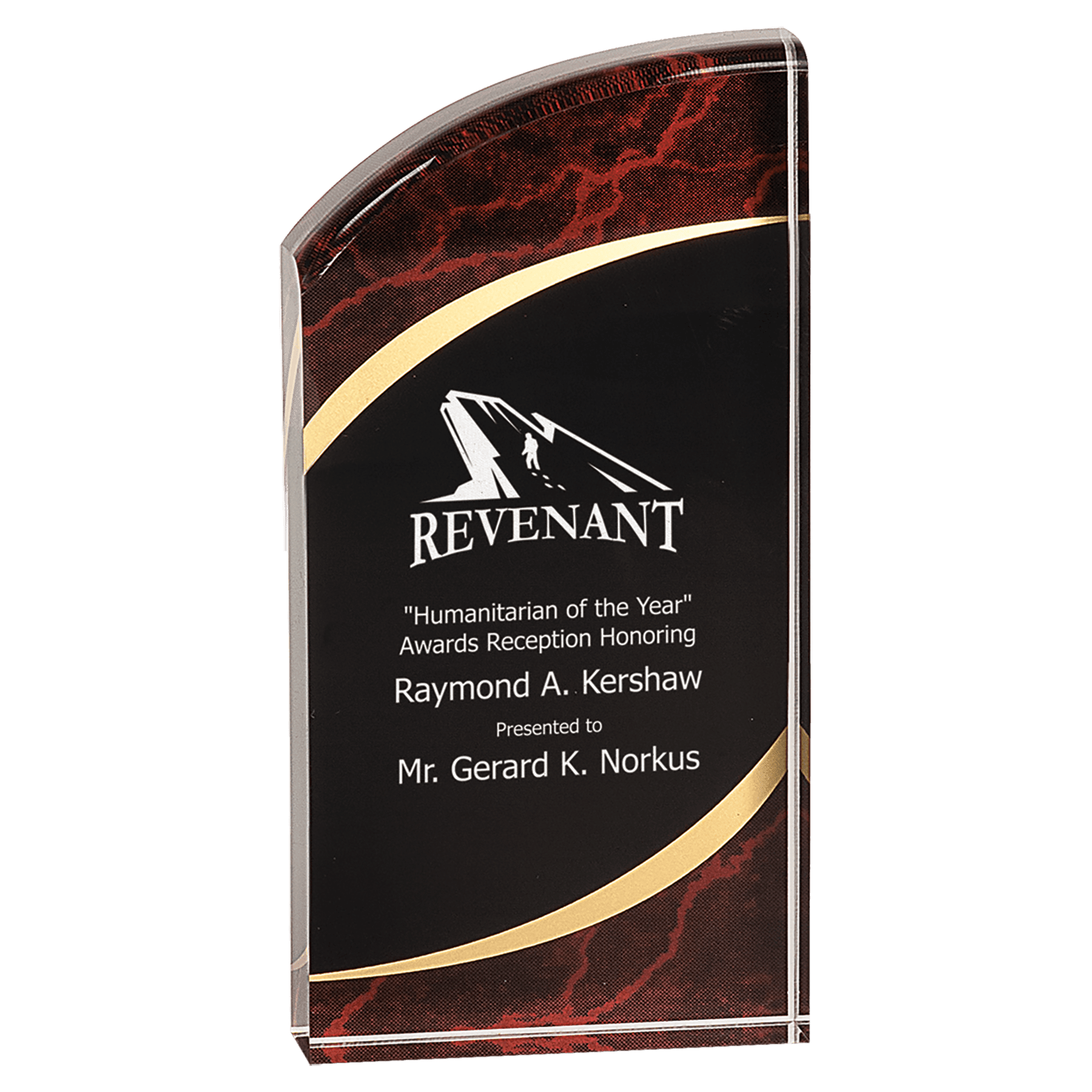 3.5" x 7" Red Marble Rounded Acrylic