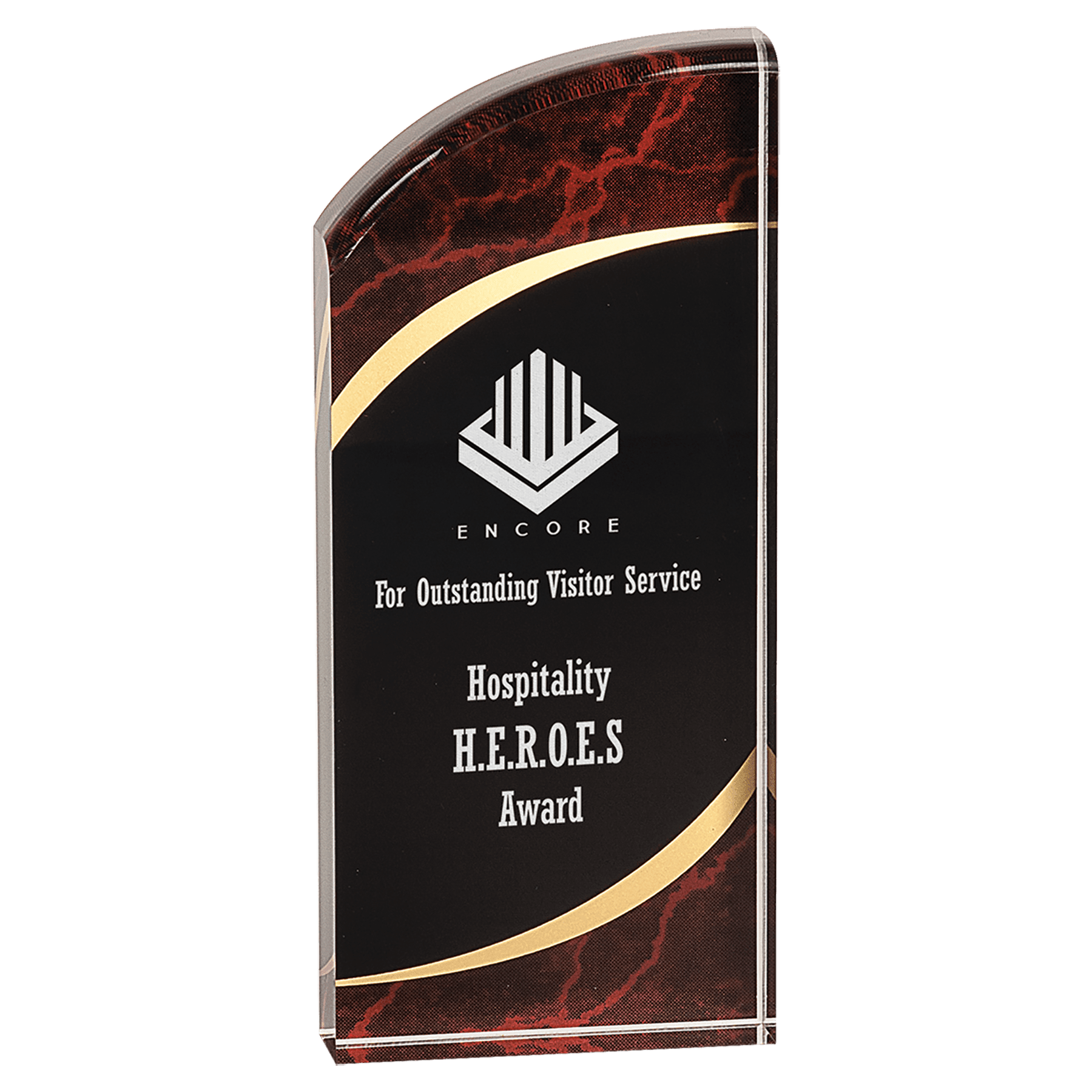 3.5" x 8" Red Marble Rounded Acrylic