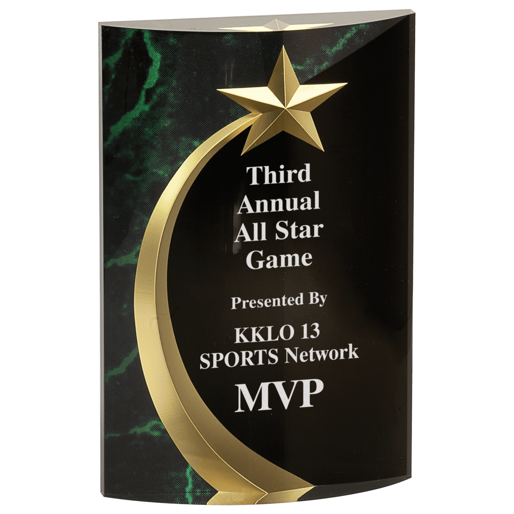 6.75" Green Marble Rounded Shooting Star Acrylic
