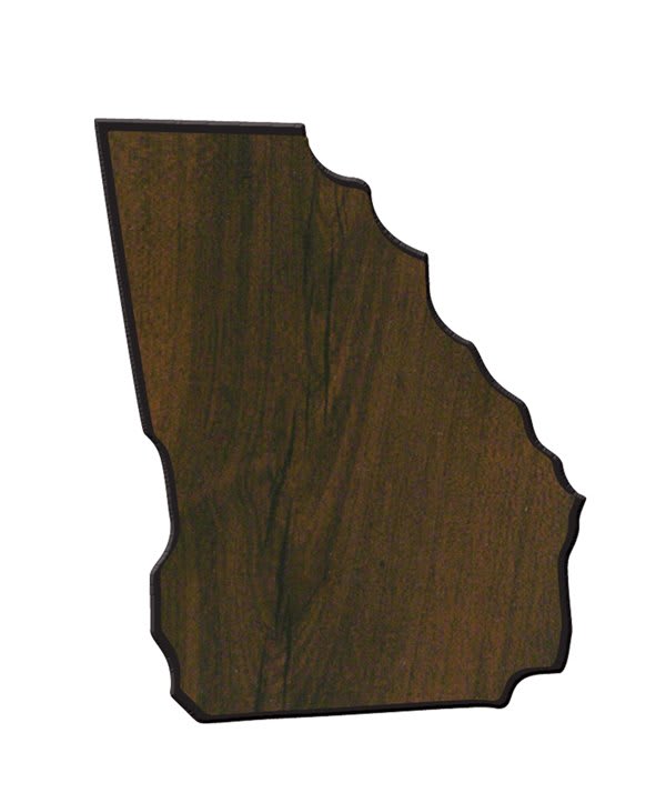 6.5" x 9" Walnut Finish Black Edge Georgia State Plaque