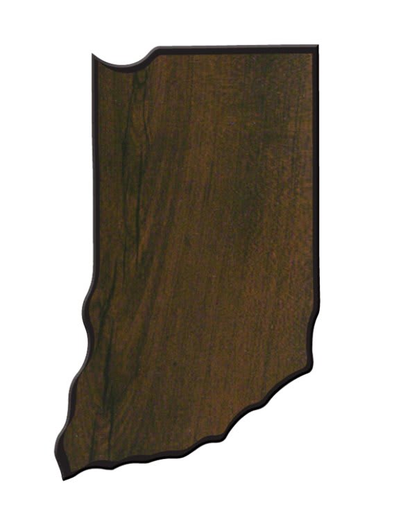 8.5" x 12.75" Walnut Finish Black Edge Indiana State Plaque