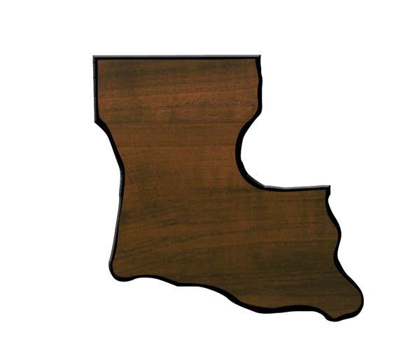 8.5" x 9.5" Walnut Finish Black Edge Louisiana State Plaque