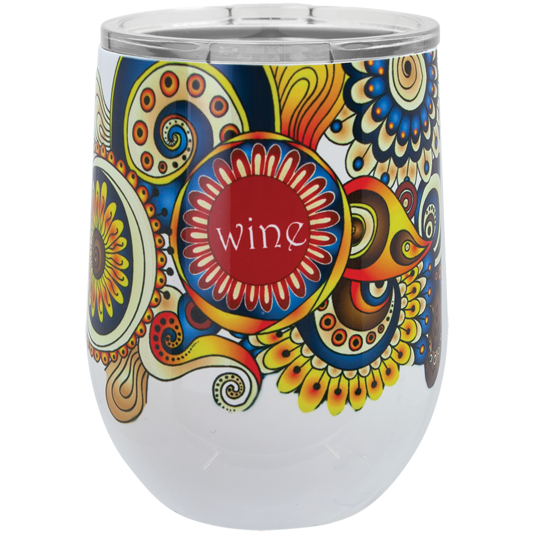 White 12 oz. Polar Camel Stemless Wine Tumbler w/ Lid