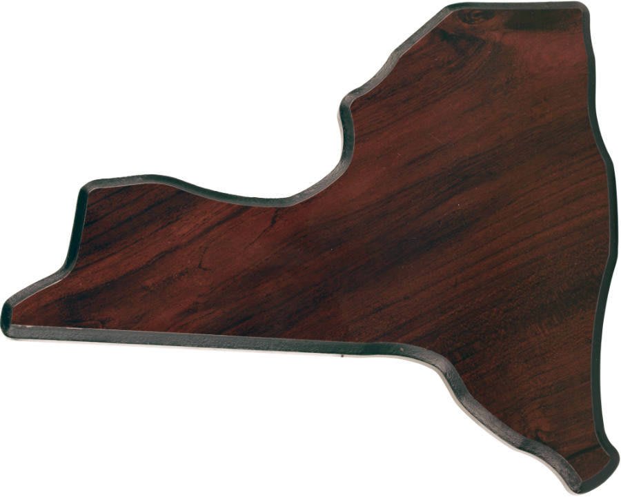 9" x 10.5" Walnut Finish Black Edge New York State Plaque