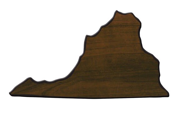 6.25" x 10.9" Walnut Finish Black Edge Virginia State Plaque