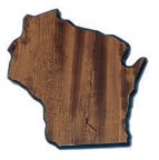 9.5" x 10" Walnut Finish Black Edge Wisconsin State Plaque