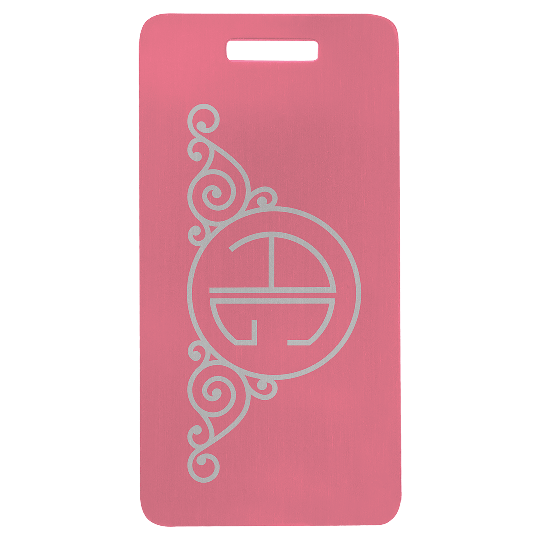 3.875" x 2" Pink Anodized Aluminum Luggage Tag
