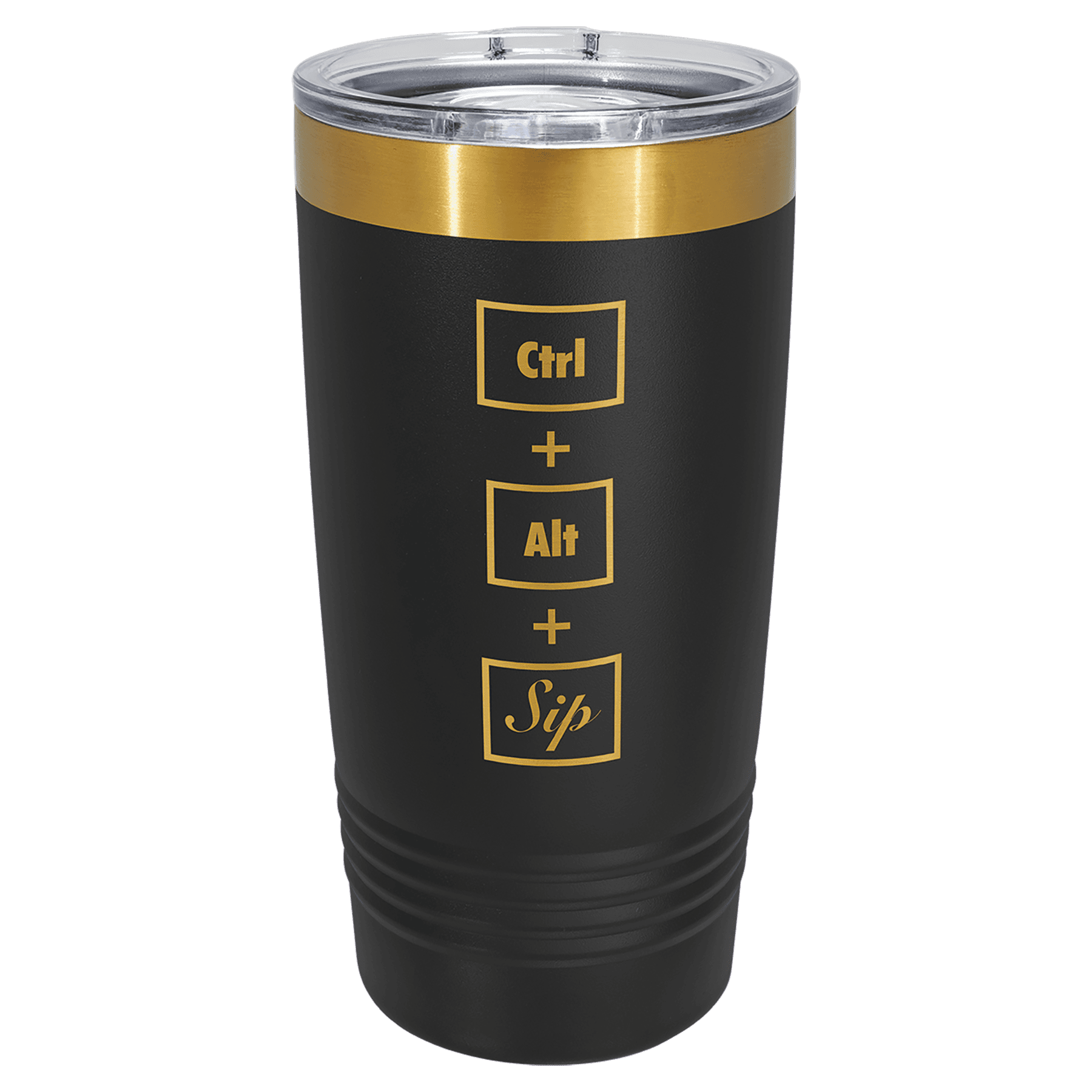 PC 20 oz. Black/Bright Gold ION-Plated Ringneck Tumbler