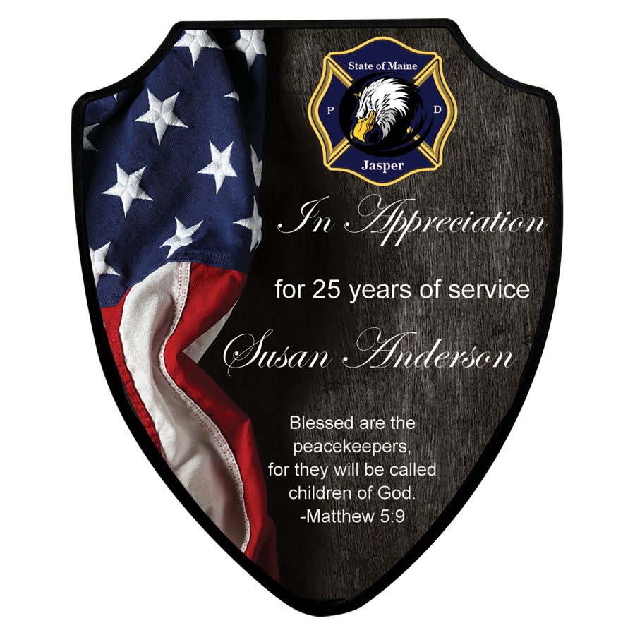 7.5" x 9.125" Unisub Sublimatable Shield Plaque w/Black Edge